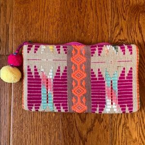 2 Chic Embroidered Boho Pom Clutch